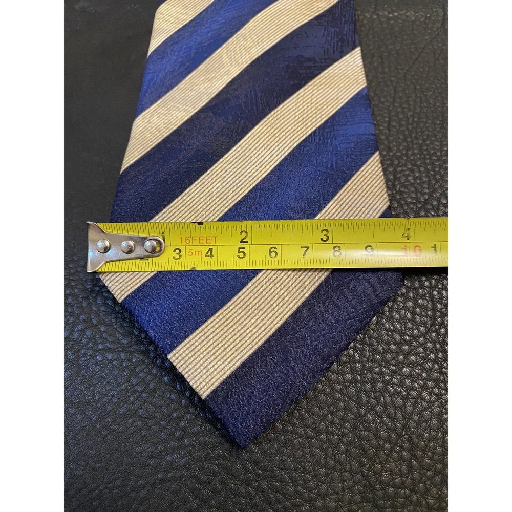 Bardelli Roma Mens Necktie Blue Tan Geometric 100% Silk Made In Italy Classic